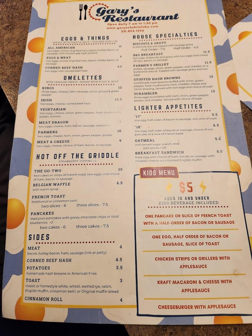 Gary's Restaurant Menu image 3